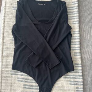 Abercrombie & Fitch Black Scoop Neck Long Sleeve Bodysuit